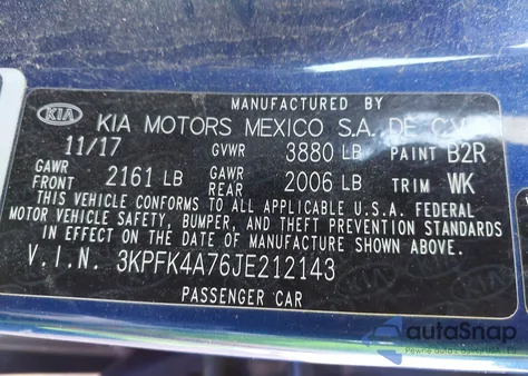2018 Kia Forte Lx from USA, damaged, VIN 3KPFK4A76JE212143